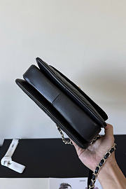 Okify CC Chevron Top Handle Bag In Black Lambskin 25cm - 4