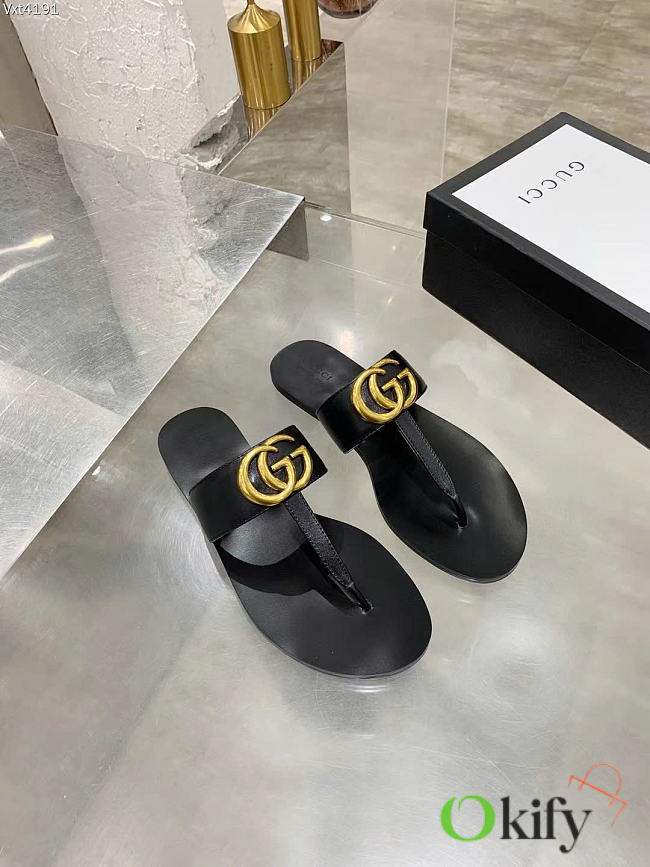 Okify Gucci Black Women Slides With Black T-strap - 1
