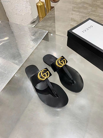 Okify Gucci Black Women Slides With Black T-strap