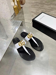 Okify Gucci Black Women Slides With White T-strap - 1