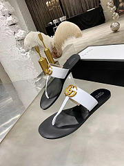 Okify Gucci Black Women Slides With White T-strap - 5