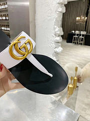 Okify Gucci Black Women Slides With White T-strap - 4