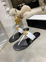 Okify Gucci Black Women Slides With White T-strap - 3