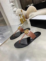 Okify Gucci Black Women Slides With Brown T-strap - 5
