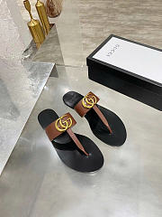 Okify Gucci Black Women Slides With Brown T-strap - 1