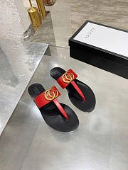 Okify Gucci Black Women Slides With Red T-strap - 1
