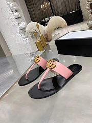 Okify Gucci Black Women Slides With Pink T-strap - 6