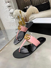 Okify Gucci Black Women Slides With Pink T-strap - 3