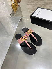 Okify Gucci Black Women Slides With Pink T-strap - 1