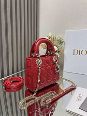 Okify Dior Lady Bag Red Lambskin 17x15x7cm - 2