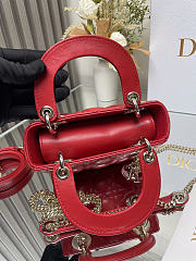 Okify Dior Lady Bag Red Lambskin 17x15x7cm - 3