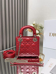 Okify Dior Lady Bag Red Lambskin 17x15x7cm - 6