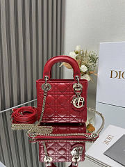 Okify Dior Lady Bag Red Lambskin 17x15x7cm - 1