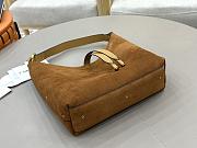 Okify Chloe Small Marcie Hobo Bag Brown Suede 28x21x10cm - 3