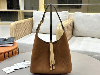 Okify Chloe Small Marcie Hobo Bag Brown Suede 28x21x10cm
