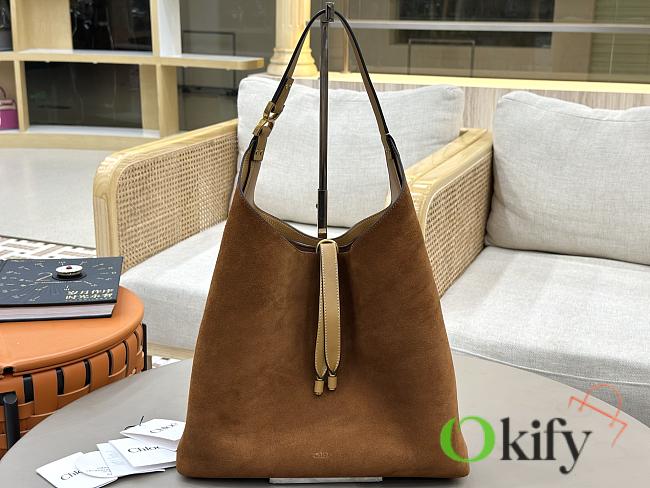 Okify Chloe Large Marcie Hobo Bag Brown Suede 36x29x10cm - 1