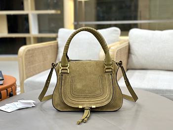 Okify Chloe Marcie Saddle Medium Bag Camel Suede 30x23x10cm