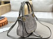 Okify Chloe Marcie Saddle Medium Bag Gray Suede 30x23x10cm - 5