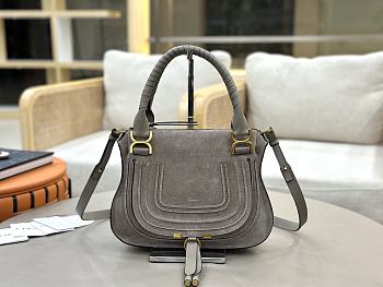 Okify Chloe Marcie Saddle Medium Bag Gray Suede 30x23x10cm