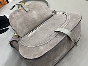 Okify Chloe Marcie Saddle Large Bag Gray Suede 36x28x12cm - 3