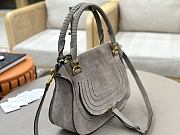 Okify Chloe Marcie Saddle Large Bag Gray Suede 36x28x12cm - 4