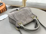 Okify Chloe Marcie Saddle Large Bag Gray Suede 36x28x12cm - 5