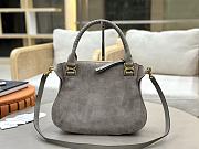 Okify Chloe Marcie Saddle Large Bag Gray Suede 36x28x12cm - 6