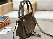 Okify Chloe Marcie Saddle Medium Bag Dark Brown Suede 30x23x10cm - 4
