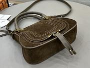 Okify Chloe Marcie Saddle Medium Bag Dark Brown Suede 30x23x10cm - 6