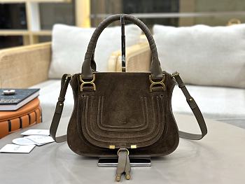 Okify Chloe Marcie Saddle Medium Bag Dark Brown Suede 30x23x10cm