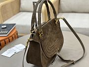 Okify Chloe Marcie Saddle Large Bag Dark Brown Suede 36x28x12cm - 4
