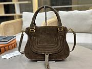 Okify Chloe Marcie Saddle Large Bag Dark Brown Suede 36x28x12cm - 1