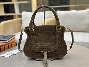 Okify Chloe Marcie Saddle Large Bag Dark Brown Suede 36x28x12cm