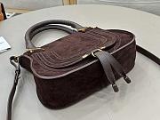 Okify Chloe Marcie Saddle Medium Bag Dark Burgundy Suede 30x23x10cm - 4