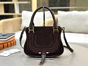 Okify Chloe Marcie Saddle Medium Bag Dark Burgundy Suede 30x23x10cm - 1