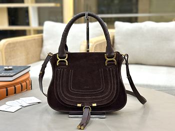 Okify Chloe Marcie Saddle Medium Bag Dark Burgundy Suede 30x23x10cm
