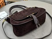 Okify Chloe Marcie Saddle Large Bag Dark Burgundy Suede 36x28x12cm - 5