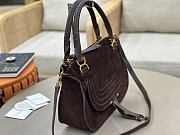 Okify Chloe Marcie Saddle Large Bag Dark Burgundy Suede 36x28x12cm - 4