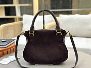 Okify Chloe Marcie Saddle Large Bag Dark Burgundy Suede 36x28x12cm - 3