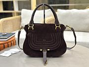 Okify Chloe Marcie Saddle Large Bag Dark Burgundy Suede 36x28x12cm - 1