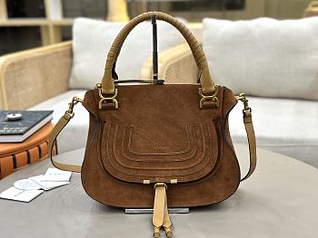 Okify Chloe Marcie Saddle Large Bag Brown Suede 36x28x12cm