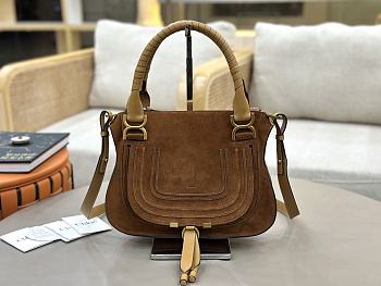 Okify Chloe Marcie Saddle Medium Bag Brown Suede 30x23x10cm