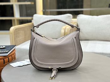 Okify Chloe Marcie Shoulder Bag Gray Soft Leather 37x25x9.5cm