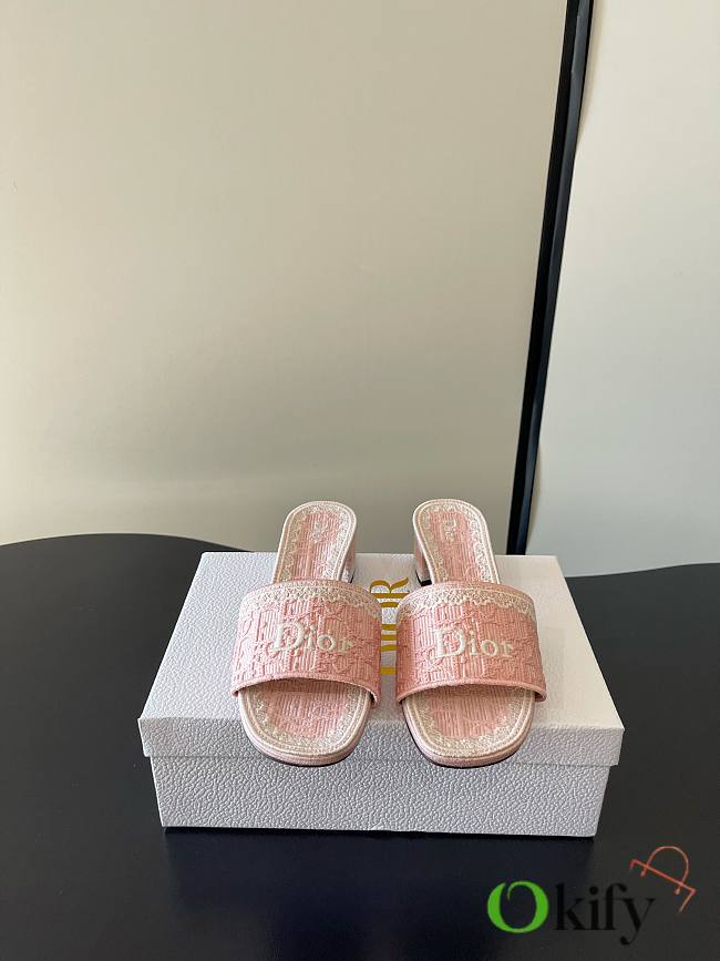 Okify Dior Pink Mid-heel Sandals - 1