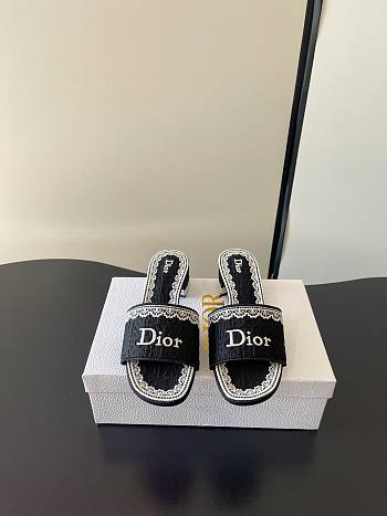 Okify Dior Black Mid-heel Sandals