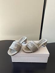 Okify Dior Gray Mid-heel Sandals - 5