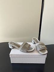 Okify Dior Gray Mid-heel Sandals - 3