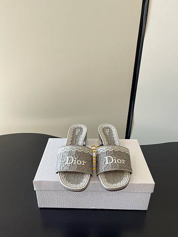 Okify Dior Gray Mid-heel Sandals