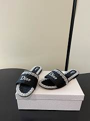 Okify Dior Black Lace Embroidery Slides - 6