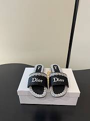 Okify Dior Black Lace Embroidery Slides - 1